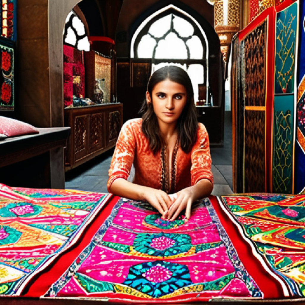 **Vibrant Fusion: Turkish Textile Artistry**
A captivating scene showcasing rich Turkish textile artistry. Focus on a dynamic fusion of traditional geometric patterns and intricate floral motifs with modern, bold design elements, possibly incorporating neon accents on classical Ottoman-inspired fabrics. Emphasize luxurious natural materials like silk, cotton, and linen, with a kaleidoscope of vibrant colors and textures. The setting could be a bustling grand bazaar stall or an artisan's workshop, highlighting detailed craftsmanship.