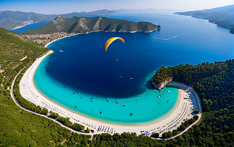 튀르키예의 해양 스포츠 명소 - **Fethiye Paragliding:** "A breathtaking view of Ölüdeniz, Turkey, from a paraglider's perspective. ...