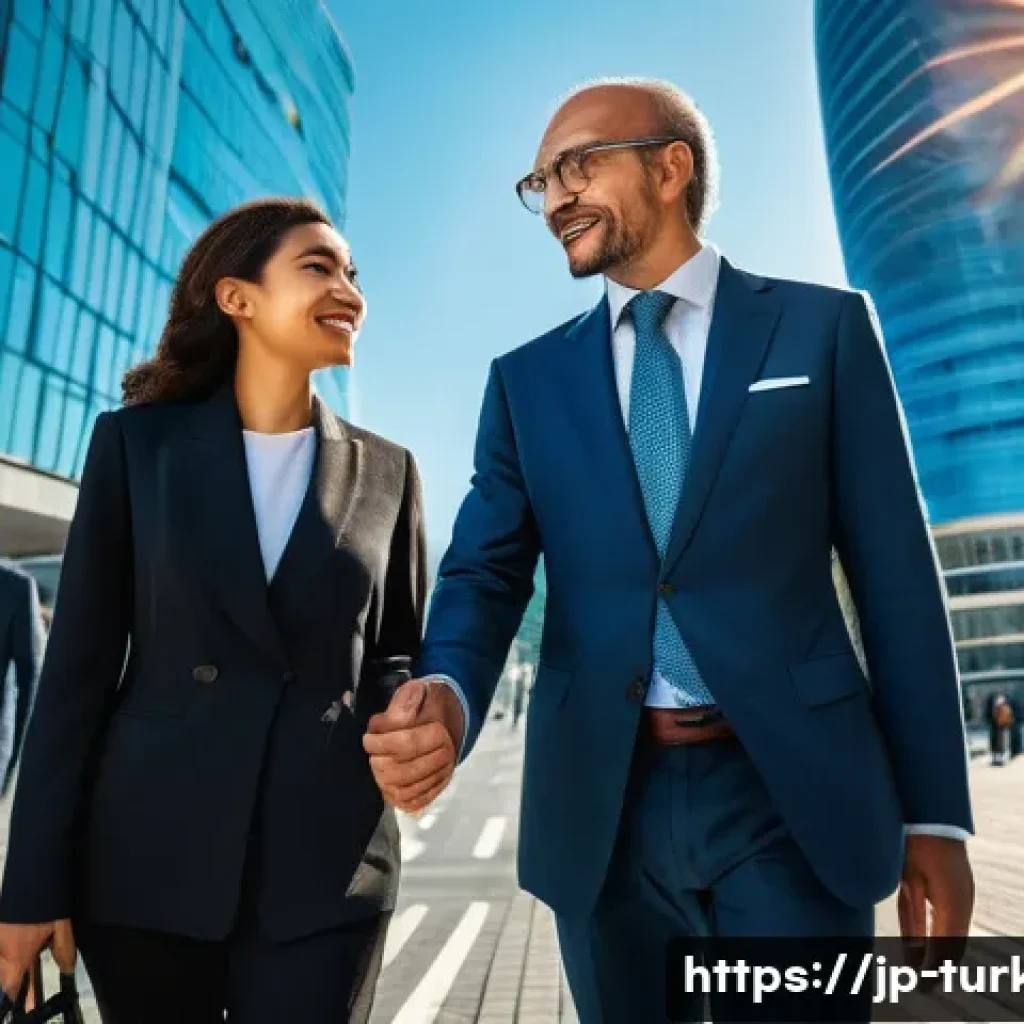 튀르키예 경제와 주요 산업군 - **Prompt:** A dynamic, wide-angle shot of a modern, bustling business district in Istanbul or Ankara...