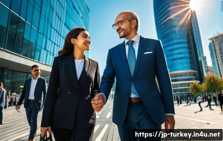 튀르키예 경제와 주요 산업군 - **Prompt:** A dynamic, wide-angle shot of a modern, bustling business district in Istanbul or Ankara...