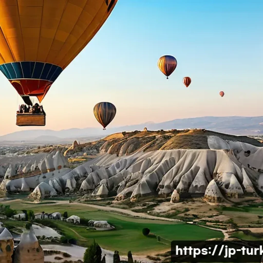 튀르키예 카파도키아 열기구 투어 - A breathtaking early morning hot air balloon scene over Cappadocia, with multiple colorful balloons ...