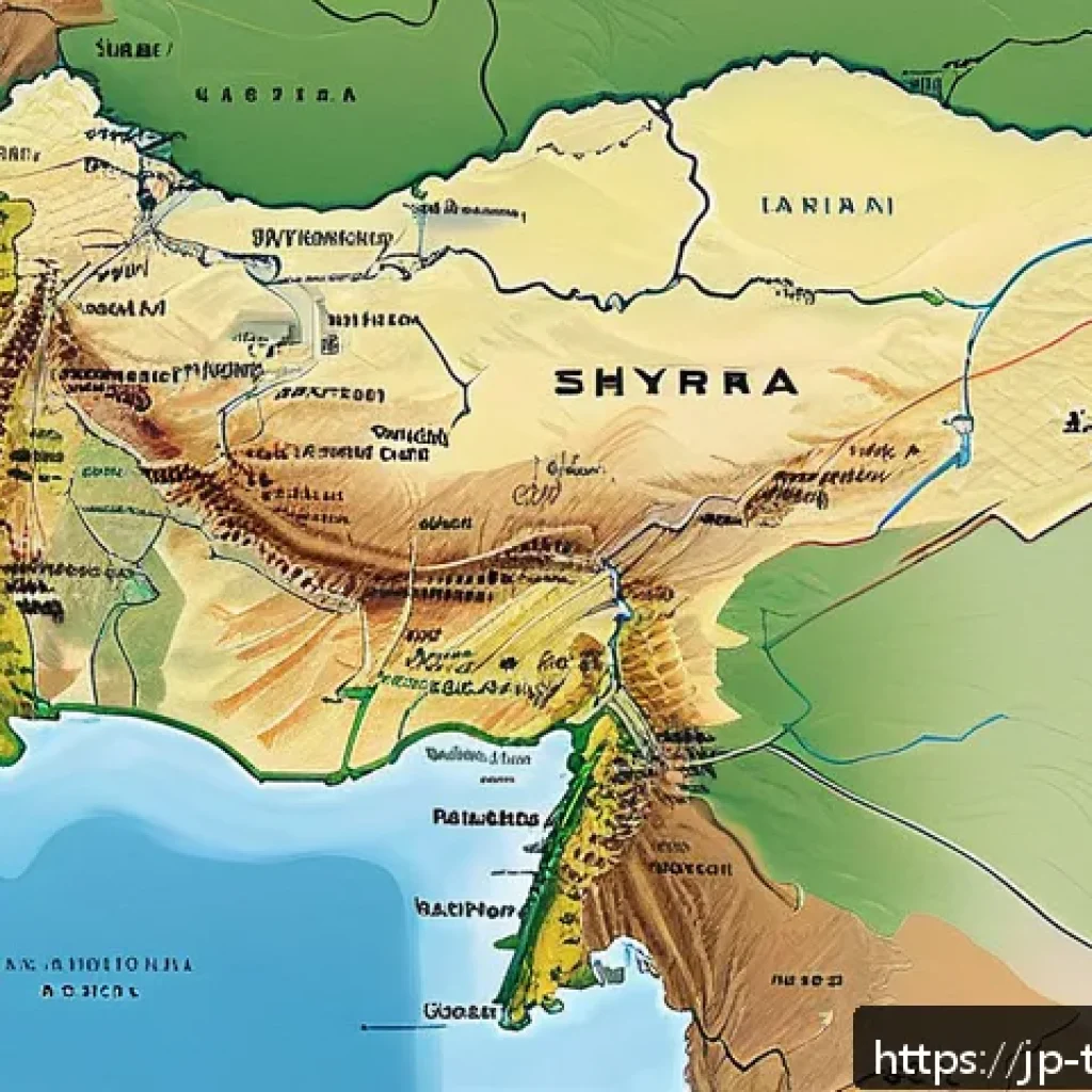 튀르키예 시리아 국경 문제 - A detailed map-style illustration showing the complex ethnic and religious distribution along the Tu...