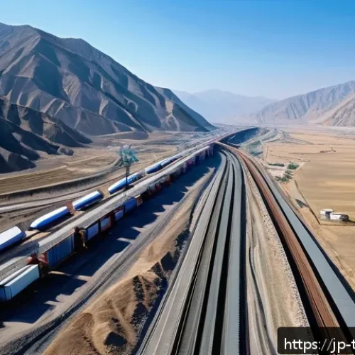 튀르키예 이란 국경 무역 이야기 - A detailed aerial view of the Turkey-Iran border region showcasing a complex network of modern highw...